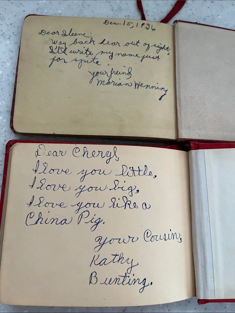 2 Vtg Autograph Books Ephemera 1930s & 1950s Old Handwriting Poems Etc